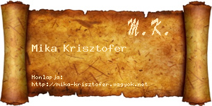 Mika Krisztofer névjegykártya